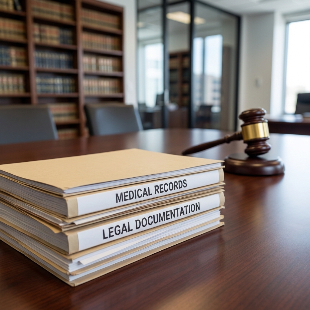 Legal documents and courtroom - Attorney Letter of Protection services in Pasadena