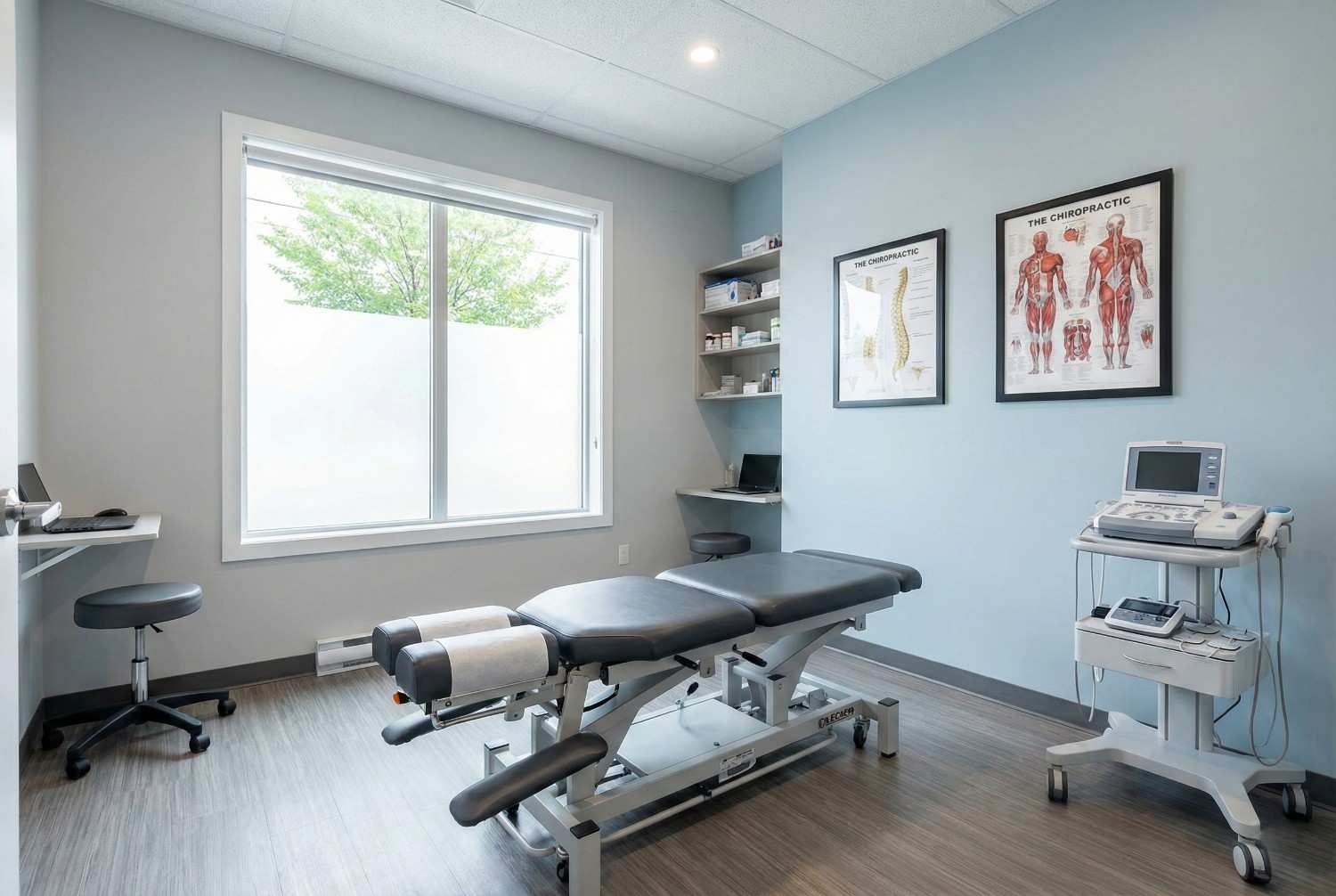 Treatment room with chiropractic and therapy equipment Pasadena TX